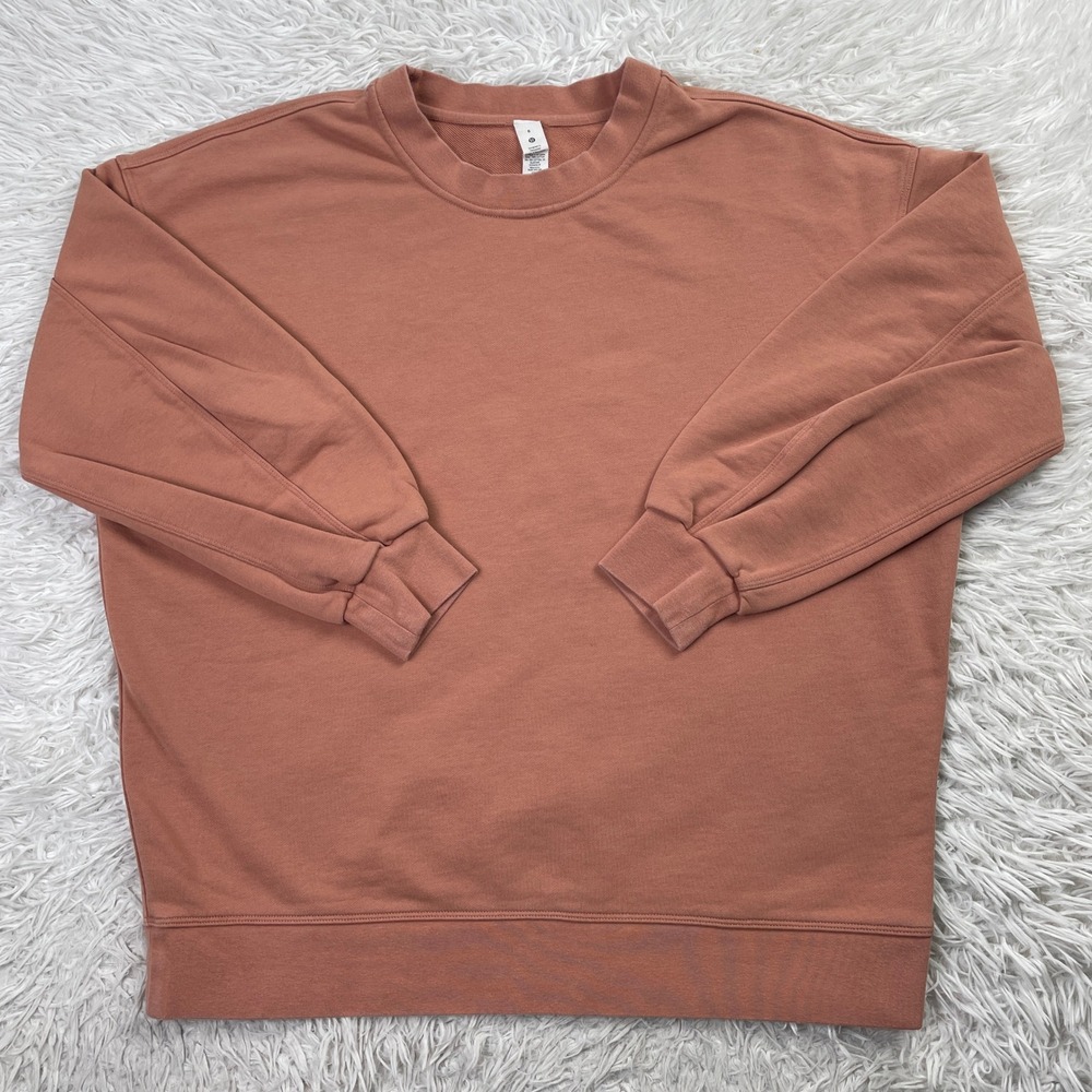 Lululemon Sweater Womens 8 Orange Perfectly Oversized Crew Terry‎ Sweatshirt